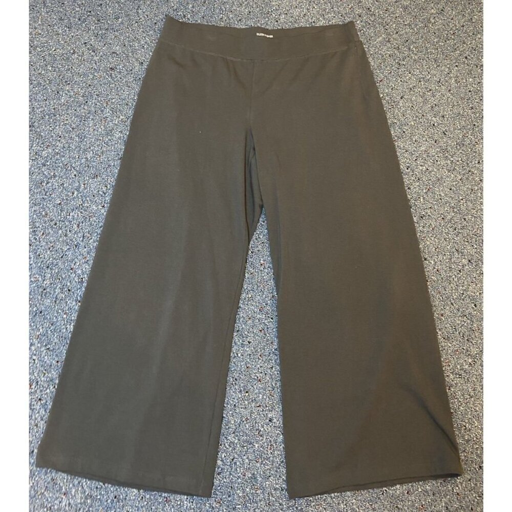 Eileen Fisher Wide Leg Crop Pants Pull On Cotton Dark Gray Size Medium M